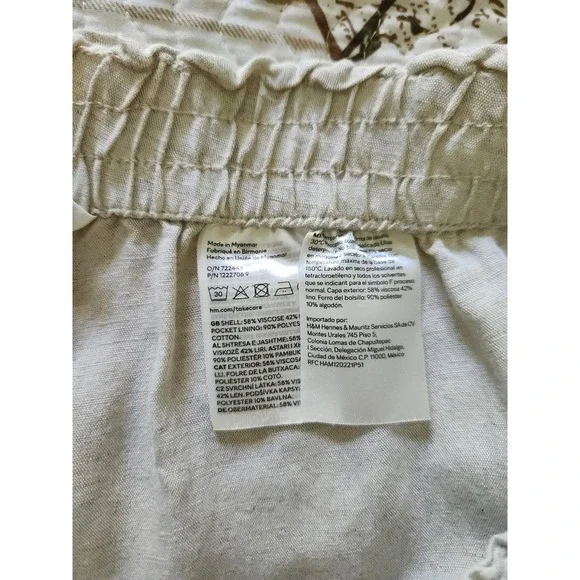 H&M Women's Pull-on Elastic Waist Shorts Linen Blend‎ Pockets Beige Size XL - Picture 10 of 11